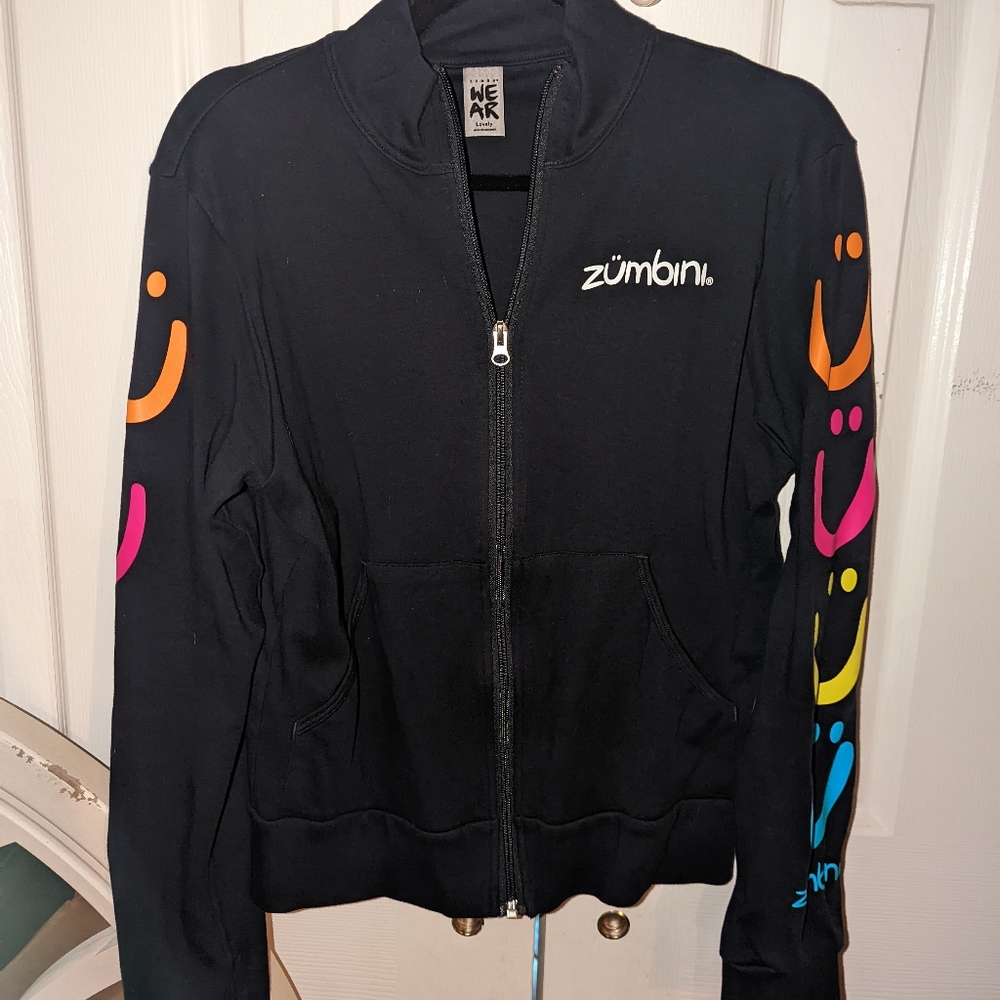 Black zumbini instructor sweater with zipper